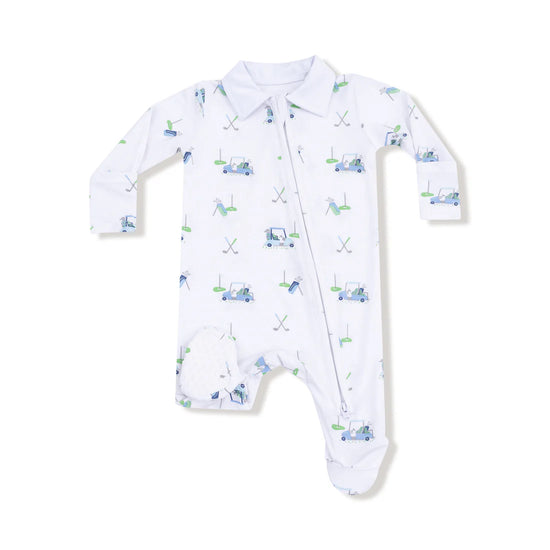 Baby Golf Carts Blue 2-Way Zipper Footie