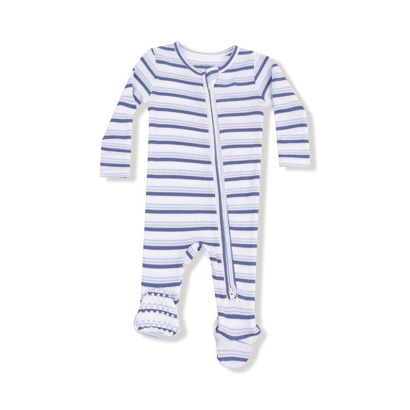 Vintage Stripe Blue 2-Way Zipper Footie