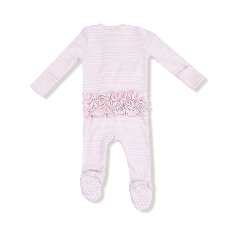 Multi Stripe Pink 2-Way Zipper Ruffle Back