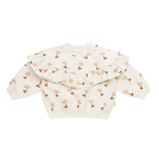 Ruffle Fleece Sweatshirt - Tulips