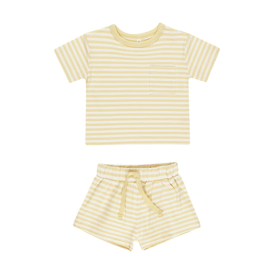 Pocket Tee + Short Set - Yellow Stripe