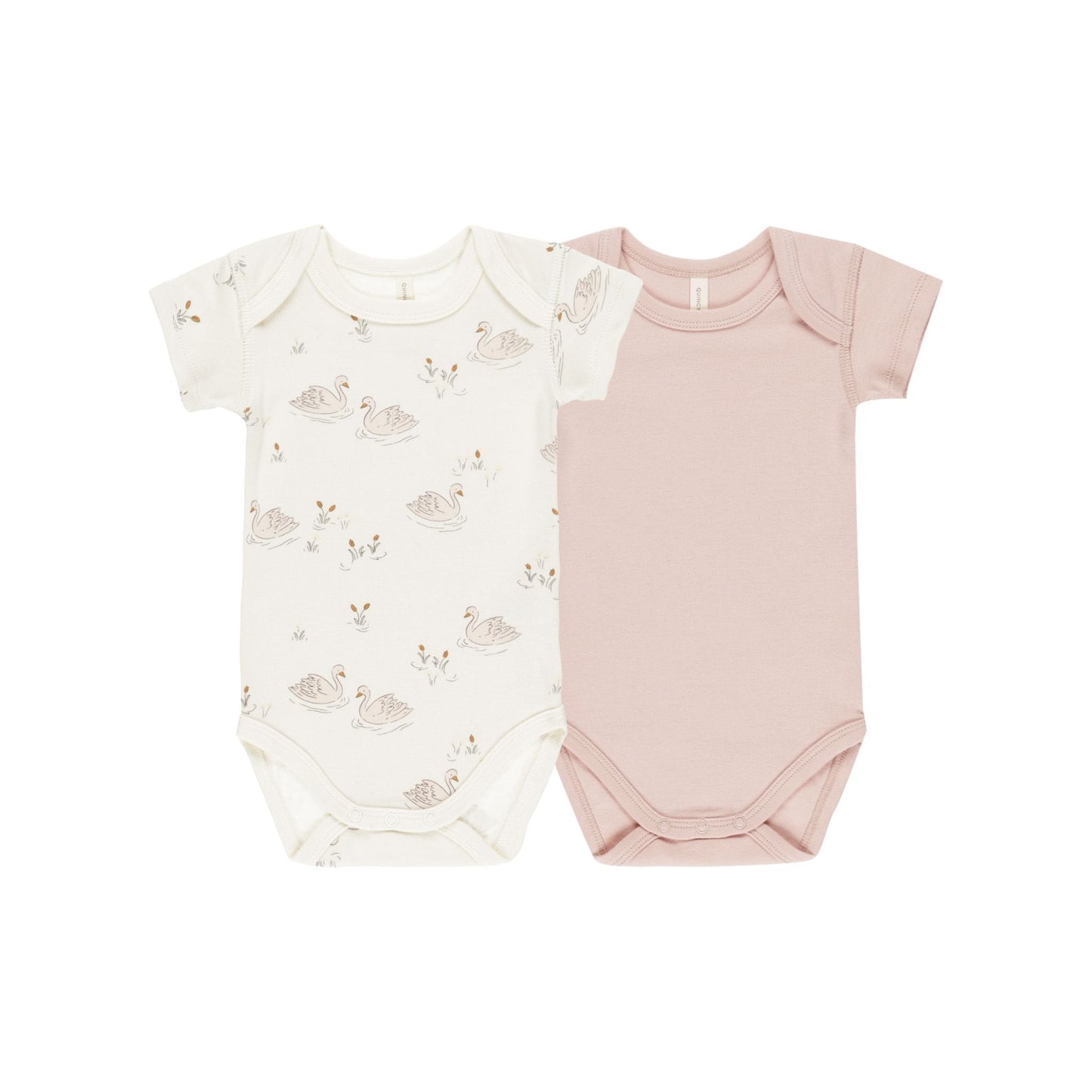 Short Sleeve Bodysuit, 2 Pack - Swans & Bubblegum