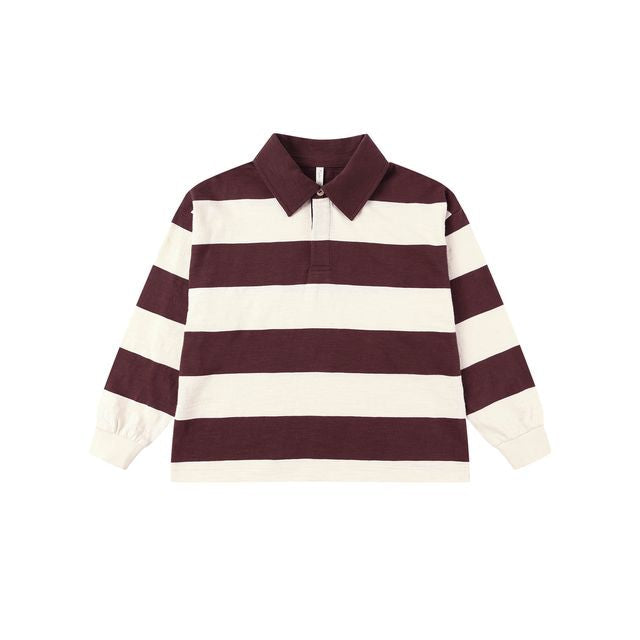 Rugby Polo - Burgundy Stripe