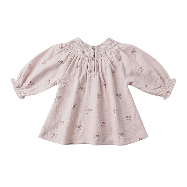 V Smocked Dress - Bows