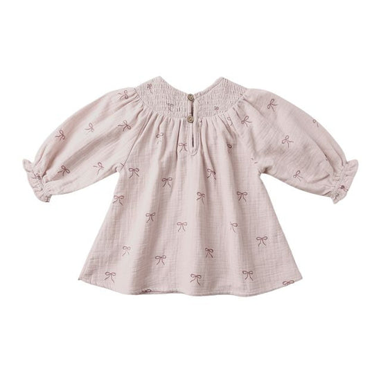 V Smocked Dress - Bows