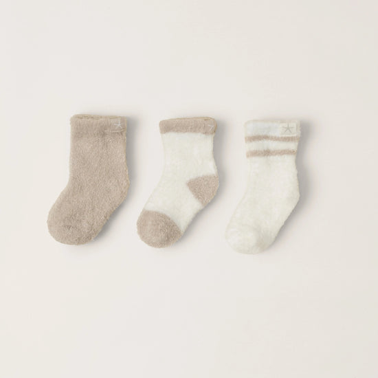 CozyChic Lite® Infant 3 Pack Sock Set - Stone/Pearl