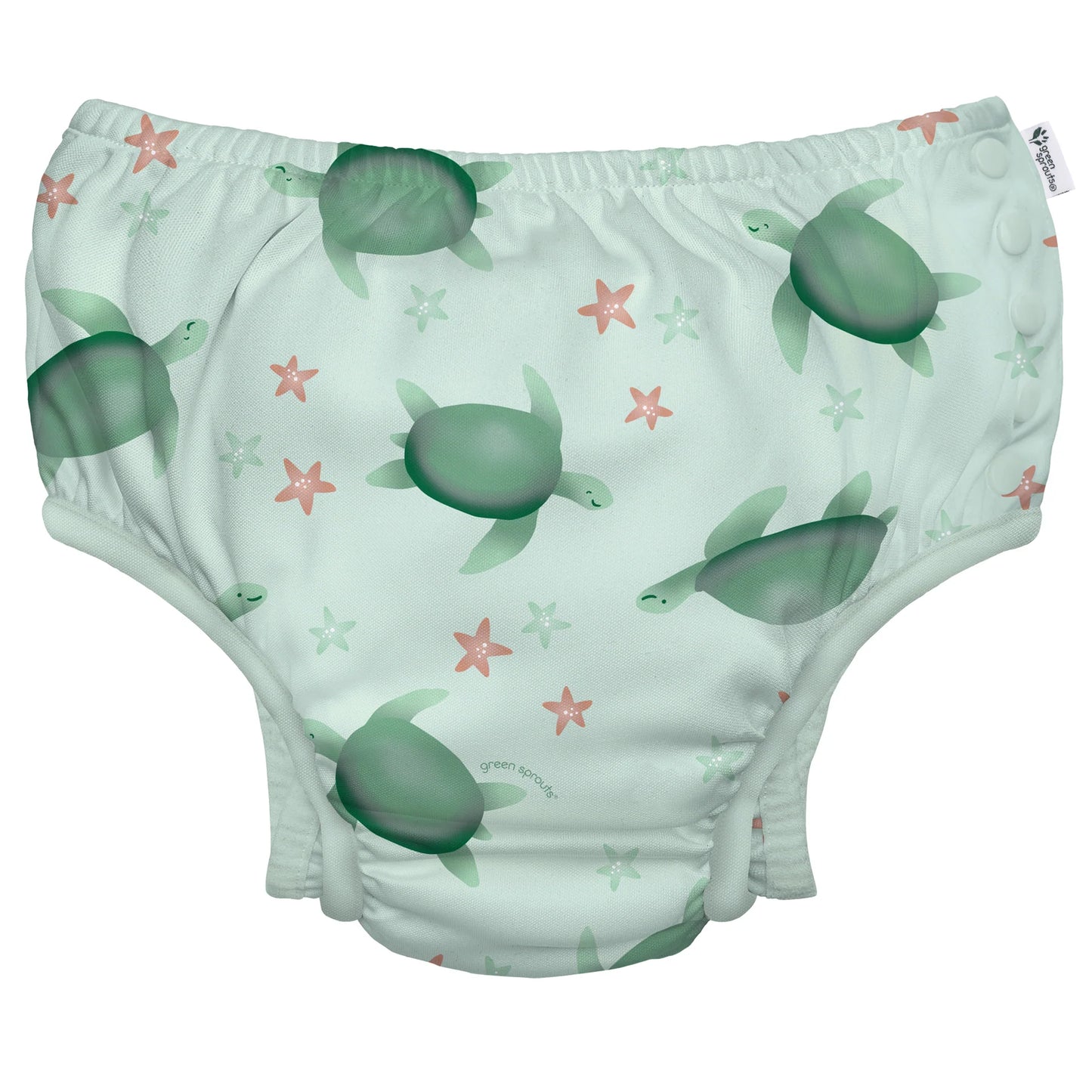 Eco Snap Swim Diaper with Gussets - Light Sage Turtle