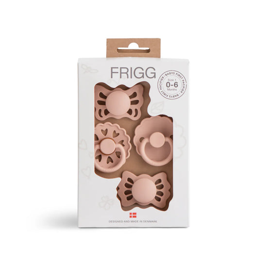 FRIGG Baby's First Pacifier Floral Heart 4-Pack - Blush