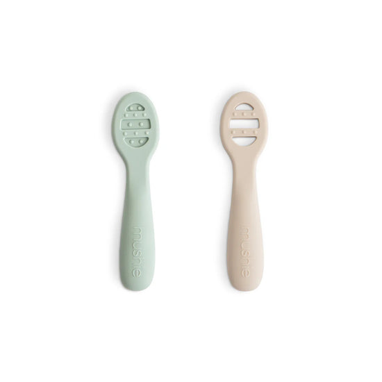 First Feeding Baby Spoons 2-Pack - Cambridge Blue & Shifting Sand