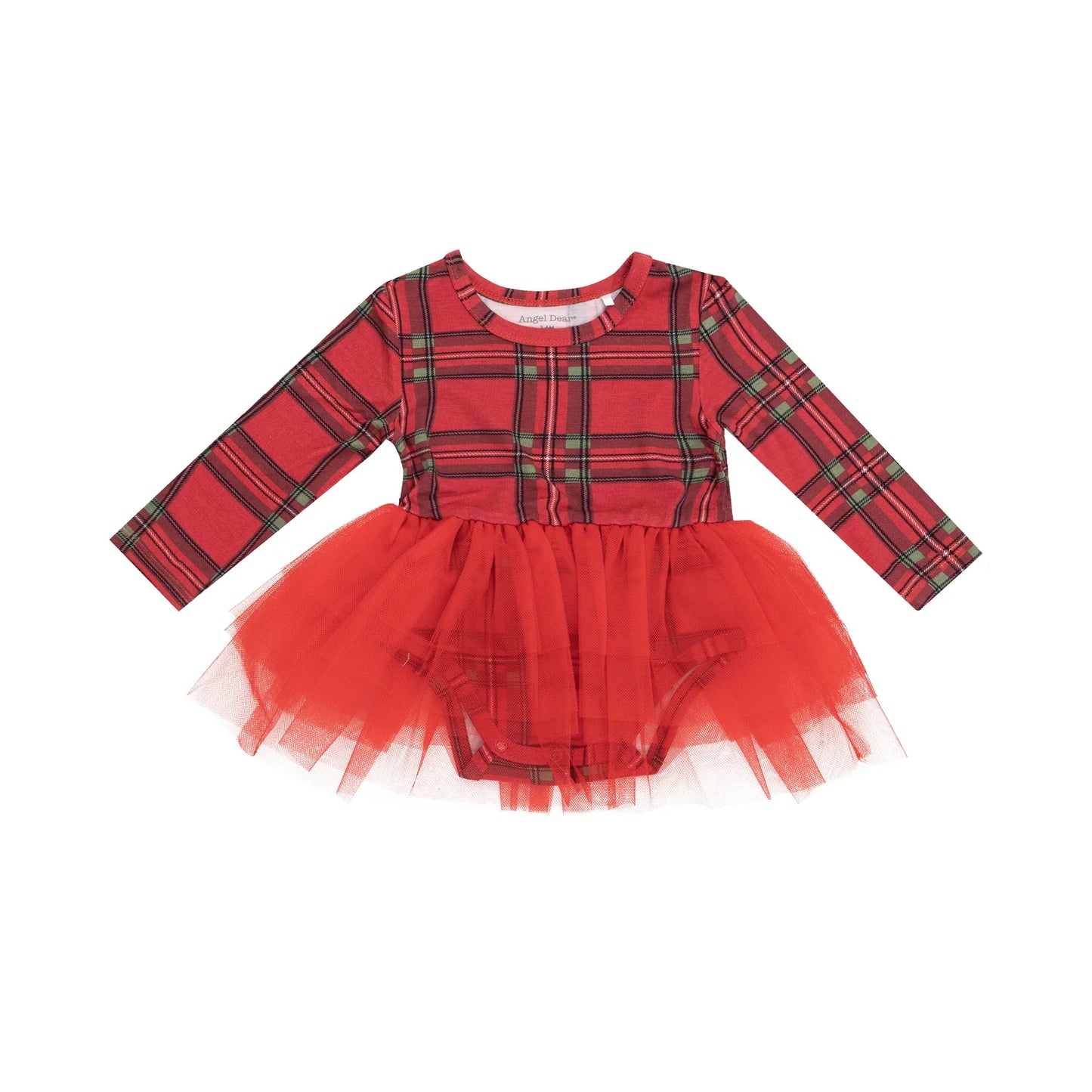 Vintage Holiday Plaid Long Sleeve Tutu Bodysuit