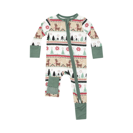 Reindeer Fair Isle 2 Way Zip Romper