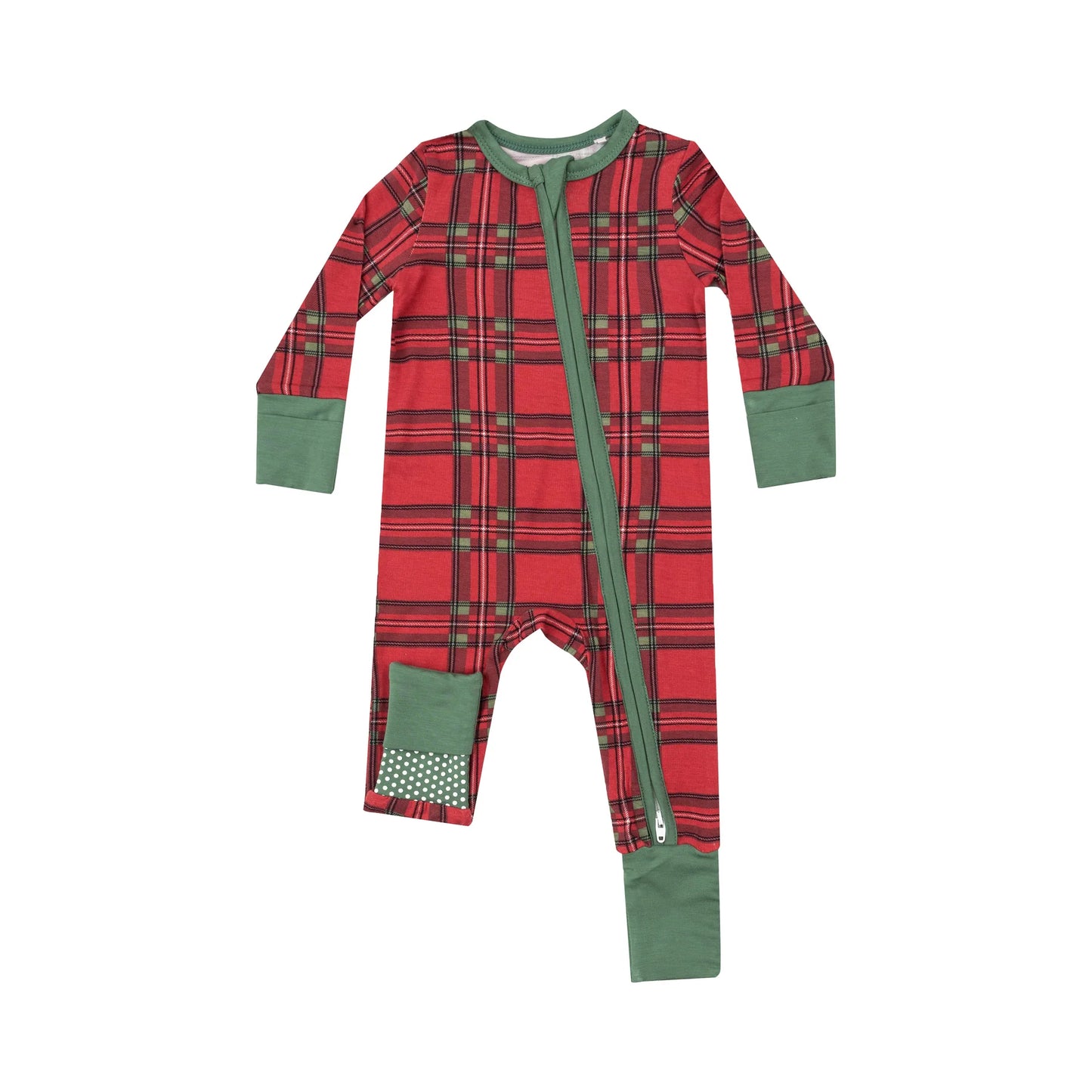 Vintage Holiday Plaid 2 Way Zip Romper