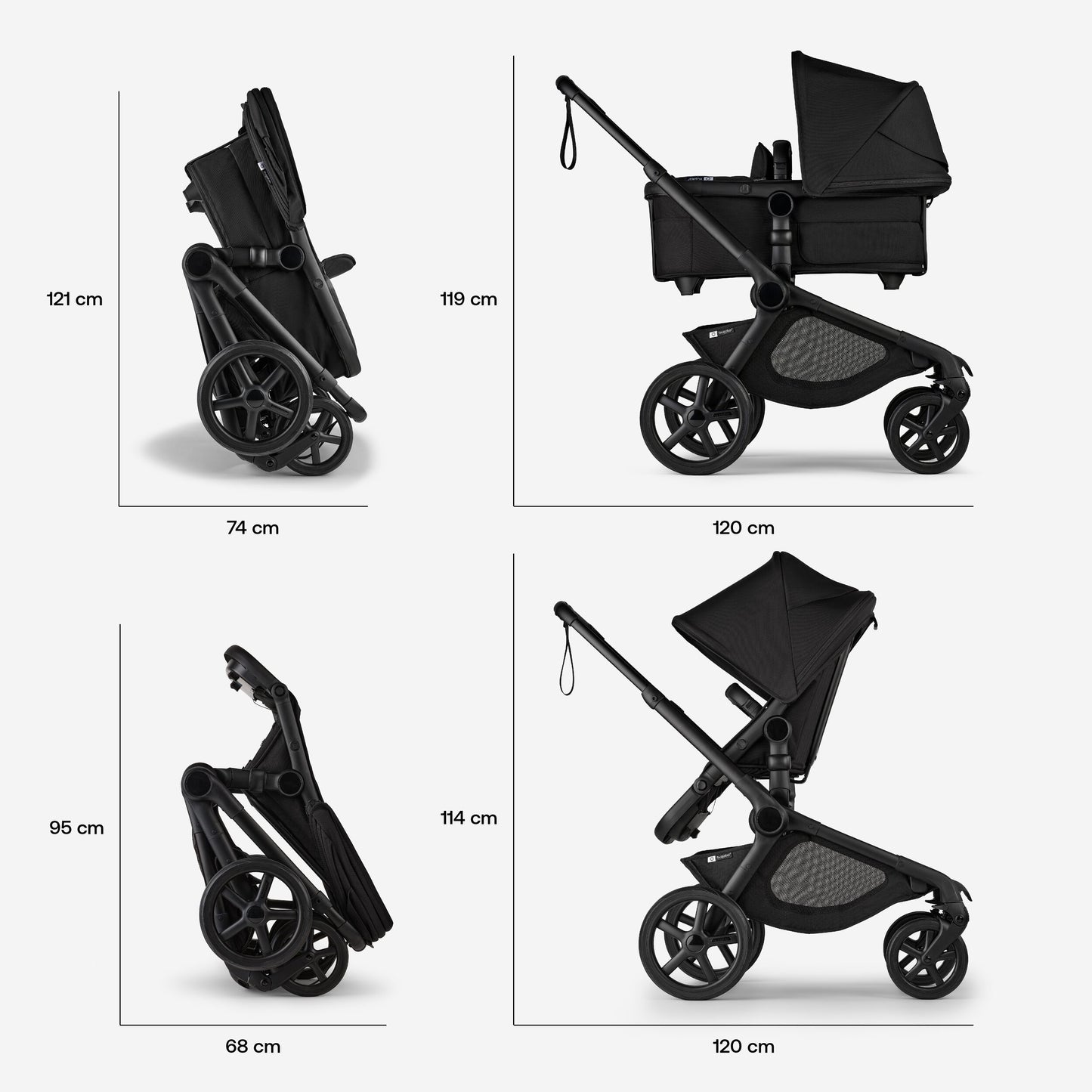 Kangaroo Stroller Bassinet Midnight Black