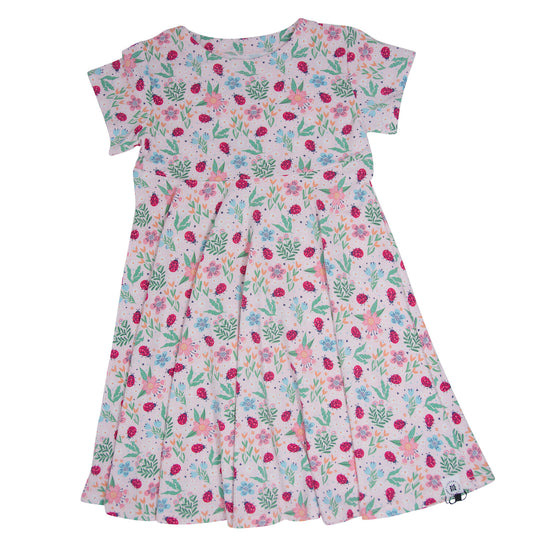 Ladybug Garden Swirly Dress With Cap Sleeve