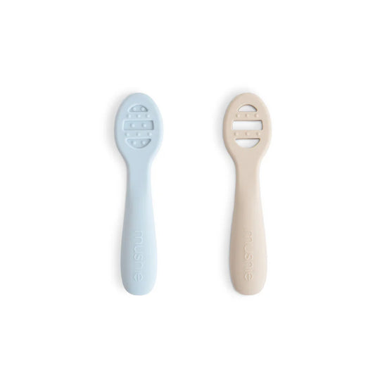 First Feeding Baby Spoons 2-Pack - Power Blue & Shifting Sand