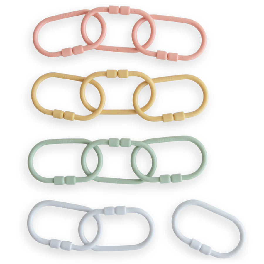 Chain Link - Periwinkle. Mustard, Green & Coral