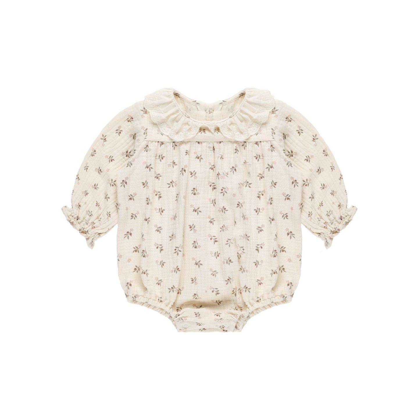 Collared Bubble Romper - Holly Berry