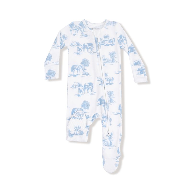 Blue Farm Toile 2-Way Zipper Footie