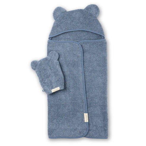 Hooded Towel + Wash Mitt Set - Rain