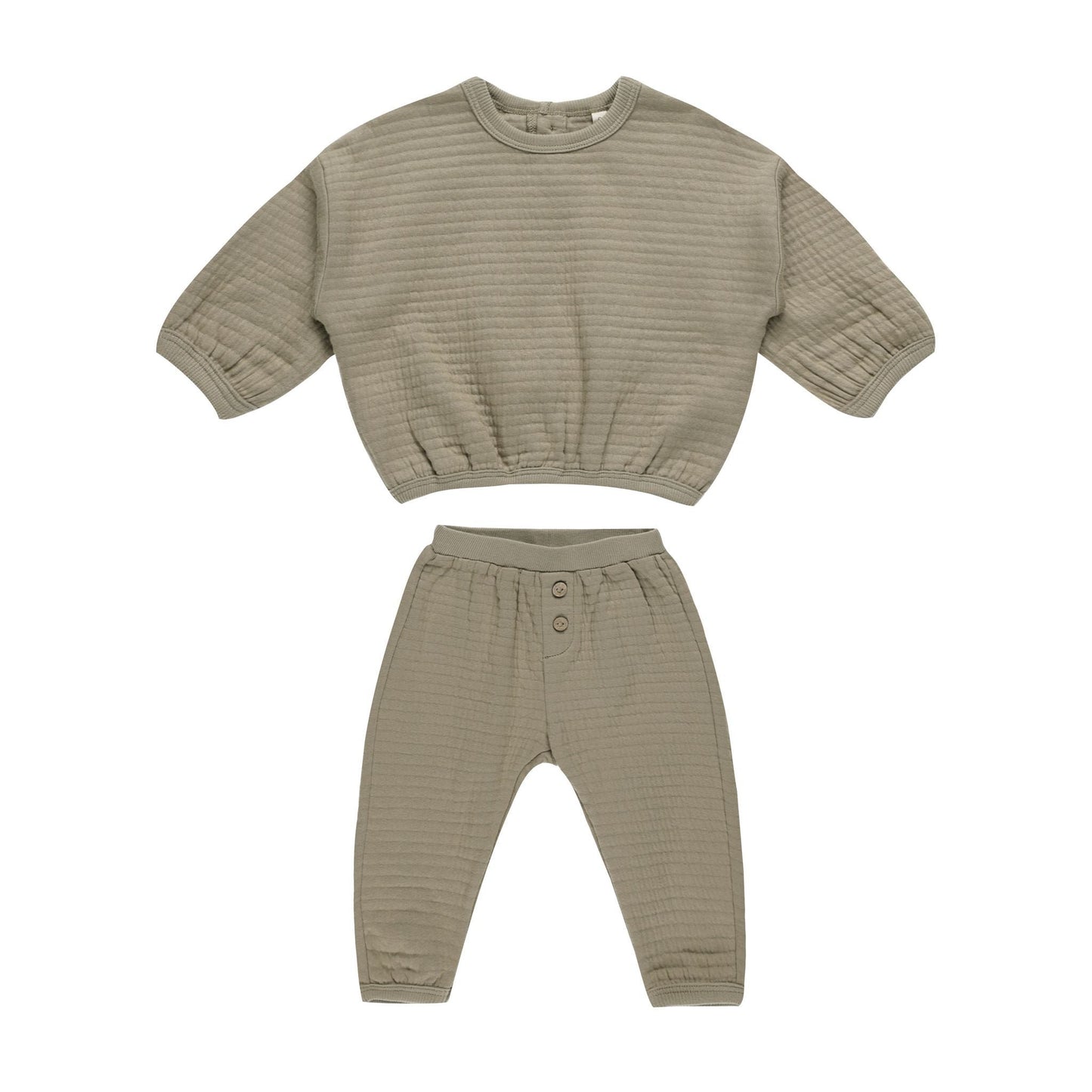 Textured Sweat Set - Olive