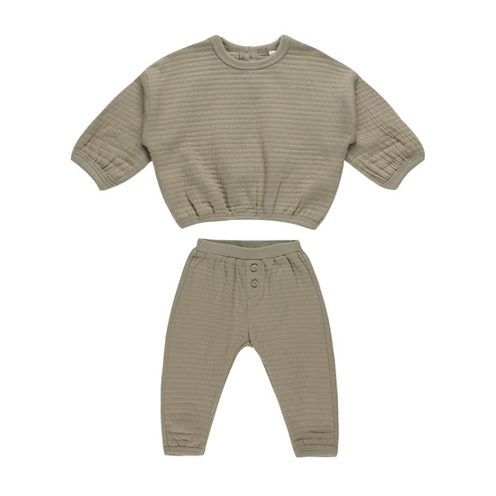 Textured Sweat Set - Olive