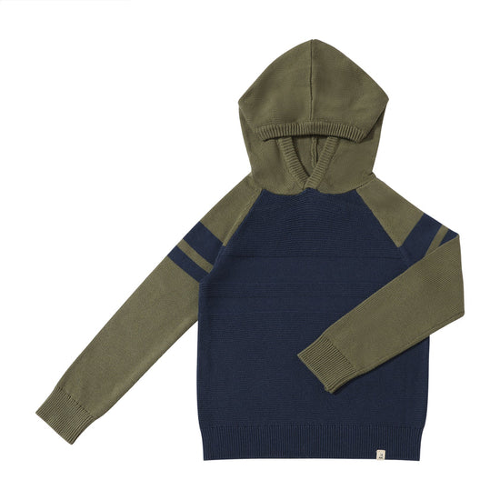 Pedro Striped Hooded Sweater - Green/Navy