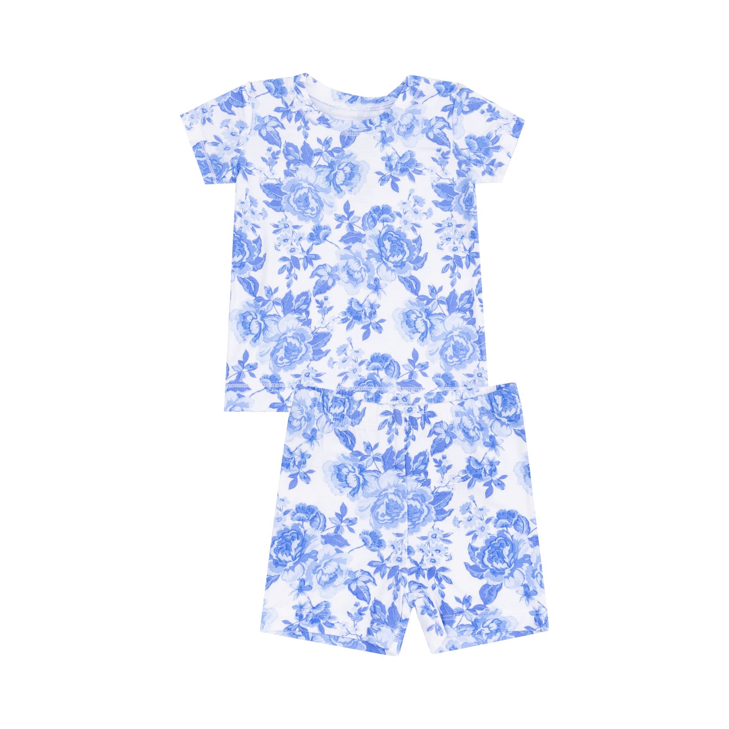 Roses in Blue Short Sleeve Short Loungewear Set