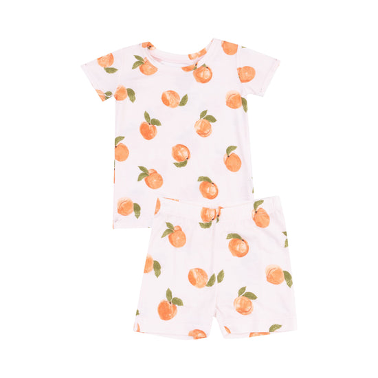 Watercolor Peaches Short Sleeve Short Loungewear Set