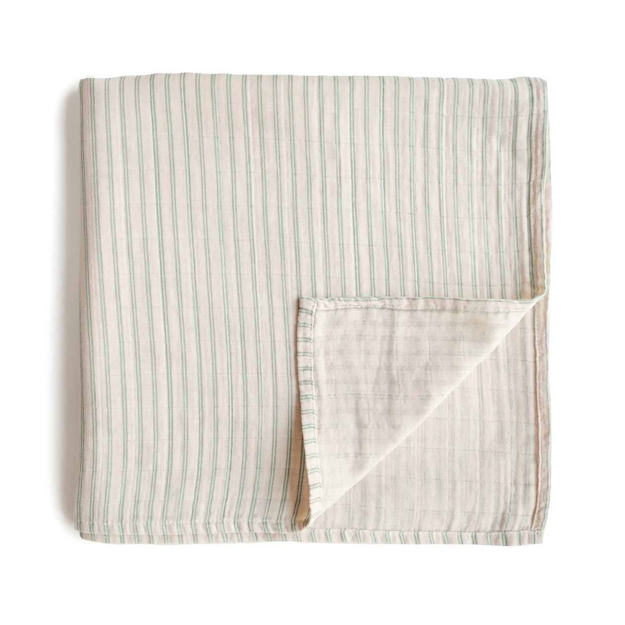 Muslin Swaddle Blanket Organic Cotton - Sage Stripe