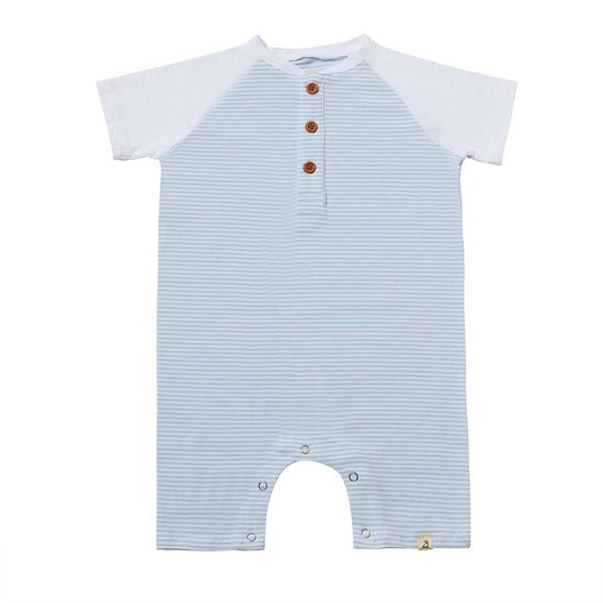 Afloat Raglan Romper - Blue & White Stripe