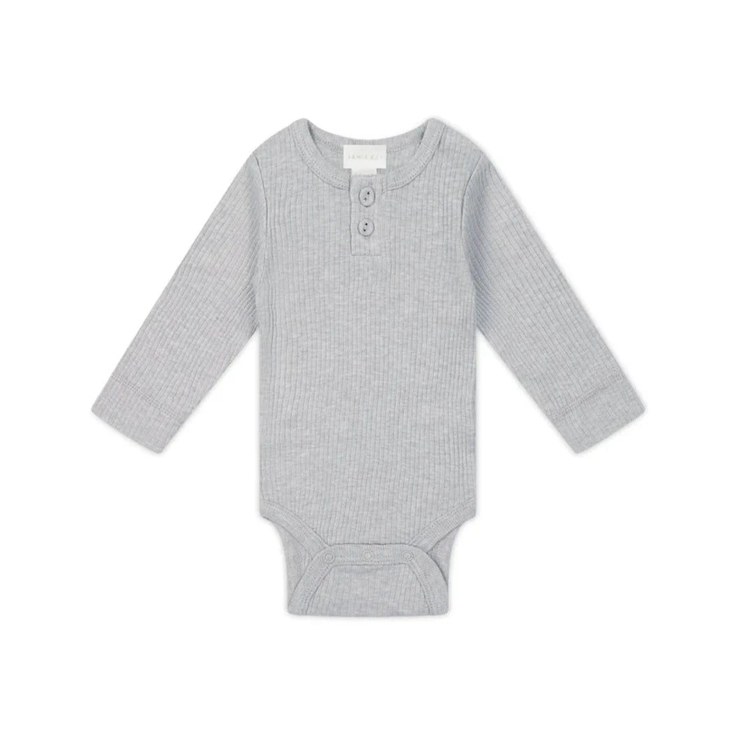 Organic Cotton Modal Long Sleeve Bodysuit - Icicle Marle