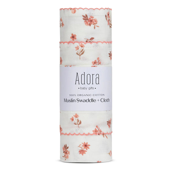 Pink Floral Swaddle + Cloth