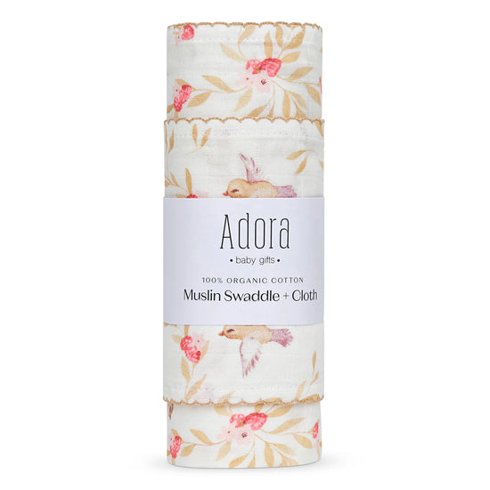 Pink Vine Swaddle + Cloth