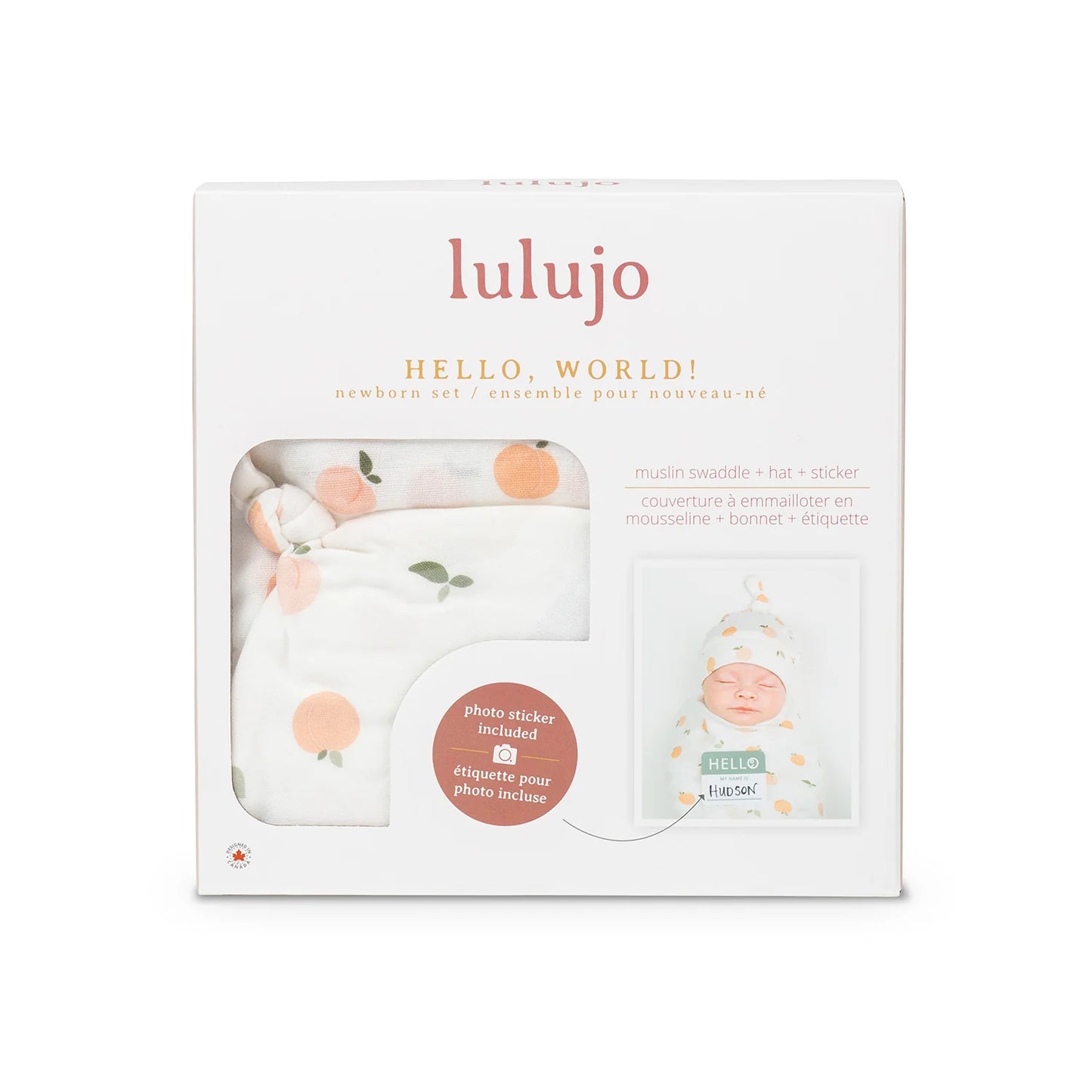 Hello World Hat & Swaddle Set – Peaches