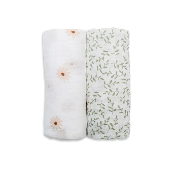 Cotton Swaddle 2-Pack - Daises & Greenery