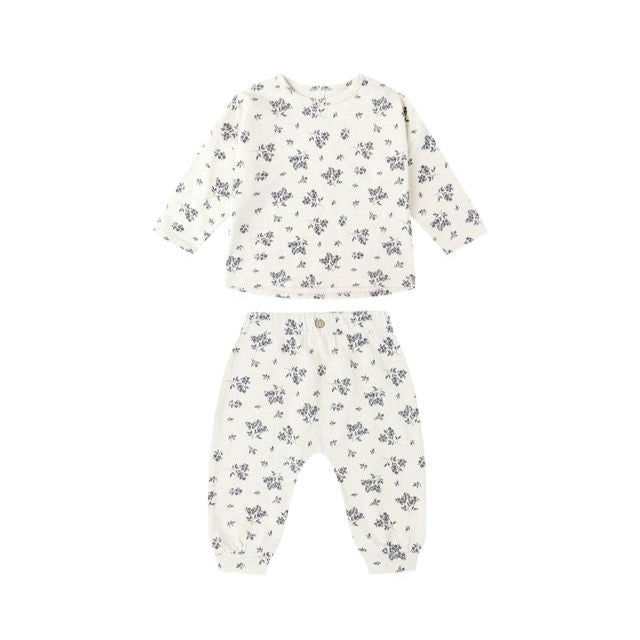 Long Sleeve Tee + Pant Set - Blue Floral