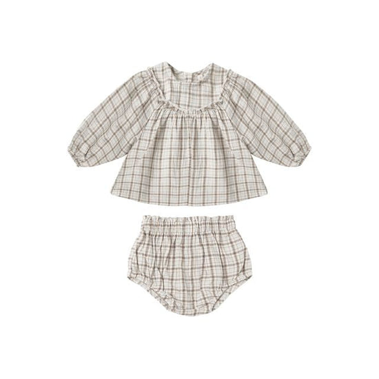 Mia Top + Bloomer Set - Blue Plaid