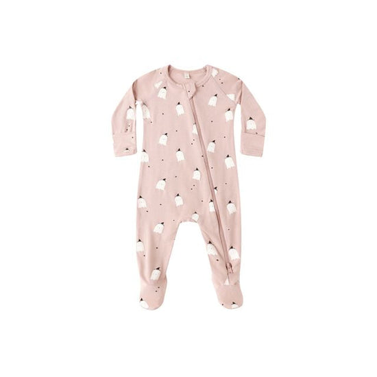 Bamboo Zip Footie - Pink Ghosts