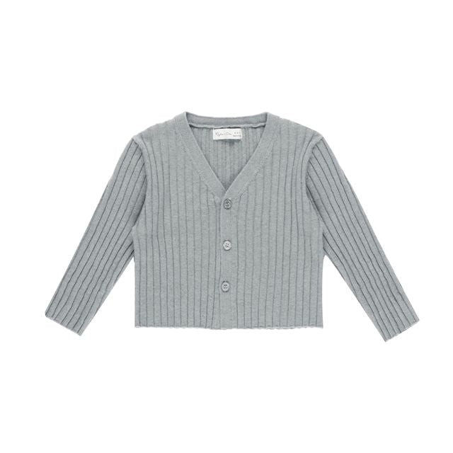Long Sleeve Knit Button Top - Dusty Blue
