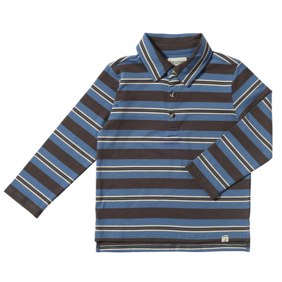 Midway Polo - Blue & Grey Mutli-Stripe