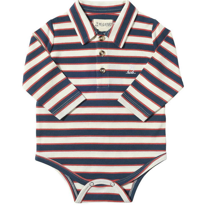 Seymour Polo Bodysuit - Navy/Rust/Cream