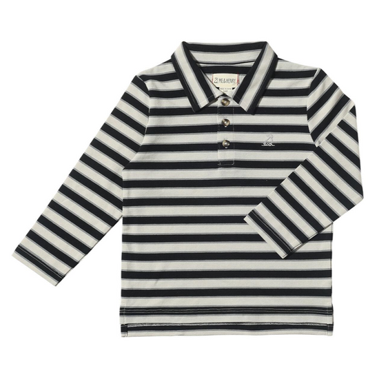 Midway Polo - Black & Grey Stripe