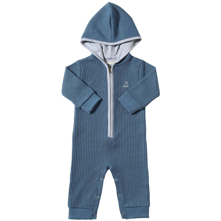 Blaine Hooded Knit Romper - Blue