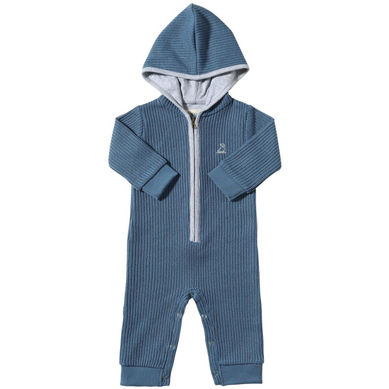 Blaine Hooded Knit Romper - Blue