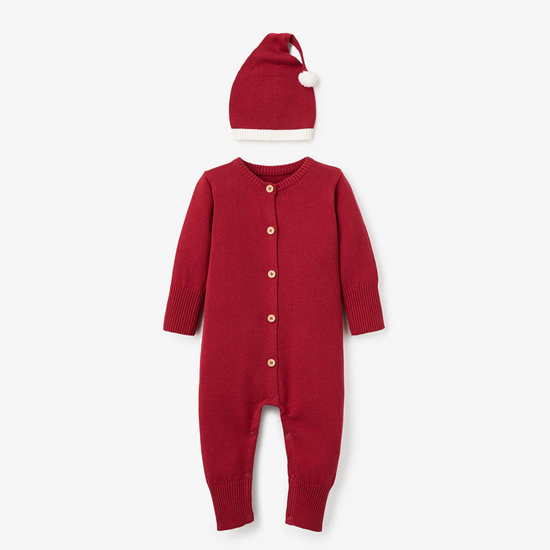 Red Santa Baby Dropback Jumper & Hat Set