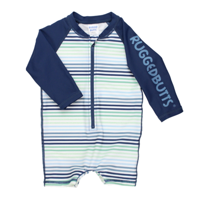 Coastal Stripe Long Sleeve One Piece Rash Guard