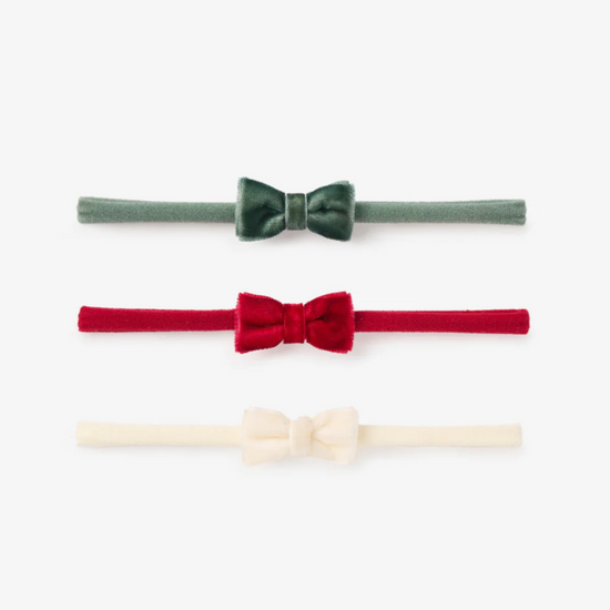 Holiday Velvet Bow Headband 3-Piece Set