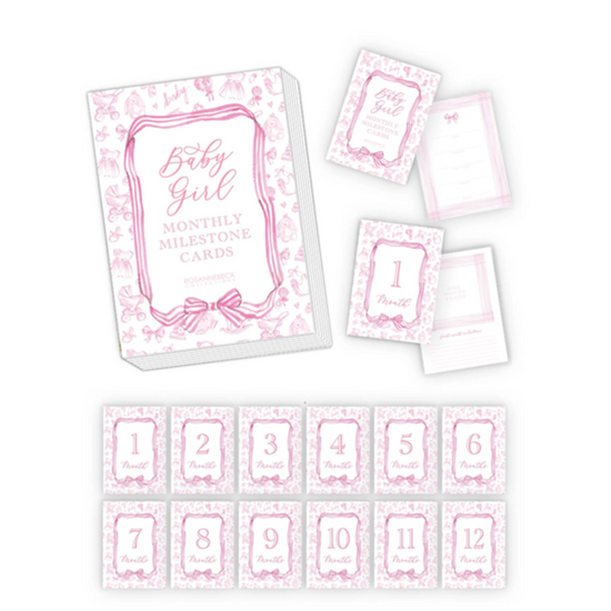 Handpainted Baby Toille Pattern Pink Milestone Cards