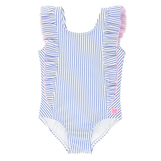 Periwinkle Blue Seersucker Waterfall One Piece