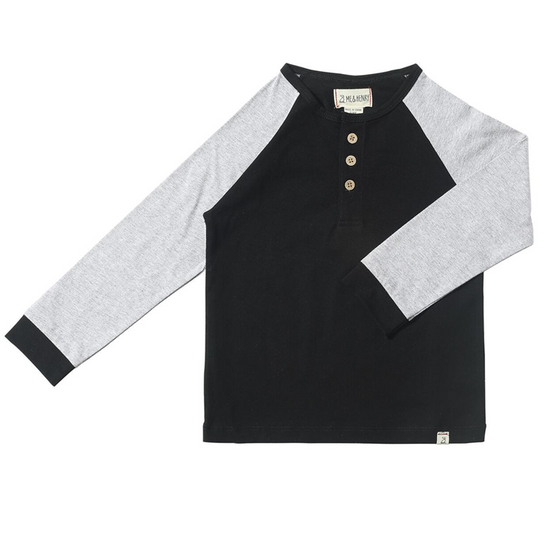 Lugoff Raglan Henley - Black & Grey